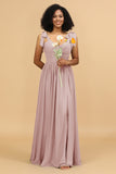 Sweetheart Sleeveless Long Chiffon Bridesmaid Dress with Slit