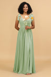 Sweetheart Sleeveless Long Chiffon Bridesmaid Dress with Slit