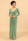 Sheath Deep V-Neck Backless Floor-Length Velvet Bridesmaid Dress