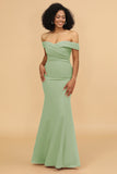 Off the Shoulder Mermaid Ruched Chiffon Bridesmaid Dress