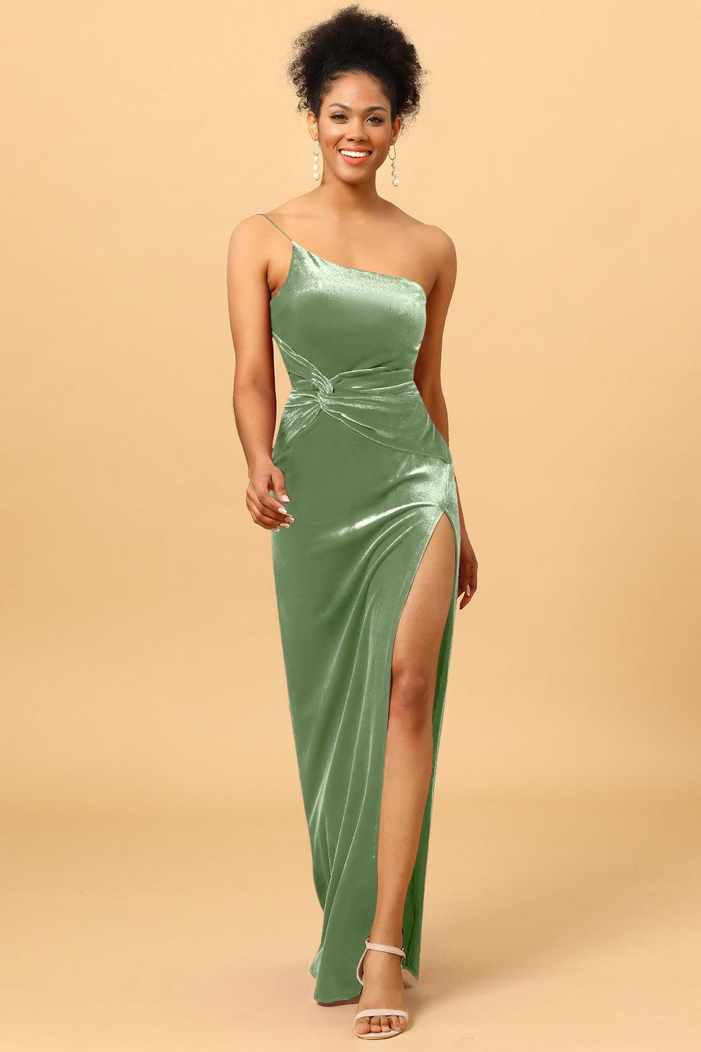 Wedtrend Women Bridesmaids Mermaid One Shoulder Long Velvet Bridesmaid Formal Evening Dress with Slit WEDTREND Wedtrend Women Bridesmaids Mermaid One Shoulder Long Velvet Bridesmaid Formal Evening Dress with Slit WEDTREND