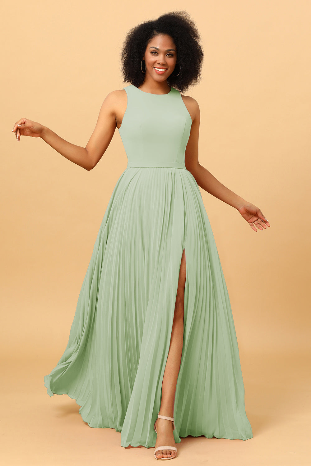 Wedtrend Women A Line High Neck Pleated Long Chiffon Bridesmaid Dress with Ruffles Formal Dress WEDTREND Wedtrend Women A Line High Neck Pleated Long Chiffon Bridesmaid Dress with Ruffles Formal Dress WEDTREND