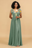 Sweetheart Sleeveless Long Chiffon Bridesmaid Dress with Slit