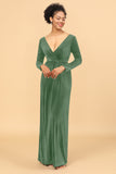 Sheath Deep V-Neck Backless Floor-Length Velvet Bridesmaid Dress