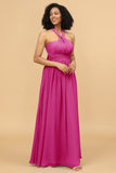 A Line Convertible Floor-Length Chiffon Bridesmaid Dress