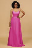 Sheath/Column Spaghetti Straps Long Chiffon Bridesmaid Dress