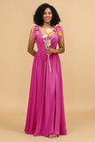 Sweetheart Sleeveless Long Chiffon Bridesmaid Dress with Slit