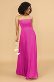 A Line Off The Shoulder Long Chiffon Bridesmaid Dress with Bowknot