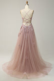 A Line Light Purple Long Prom Dress with Criss Cross Back