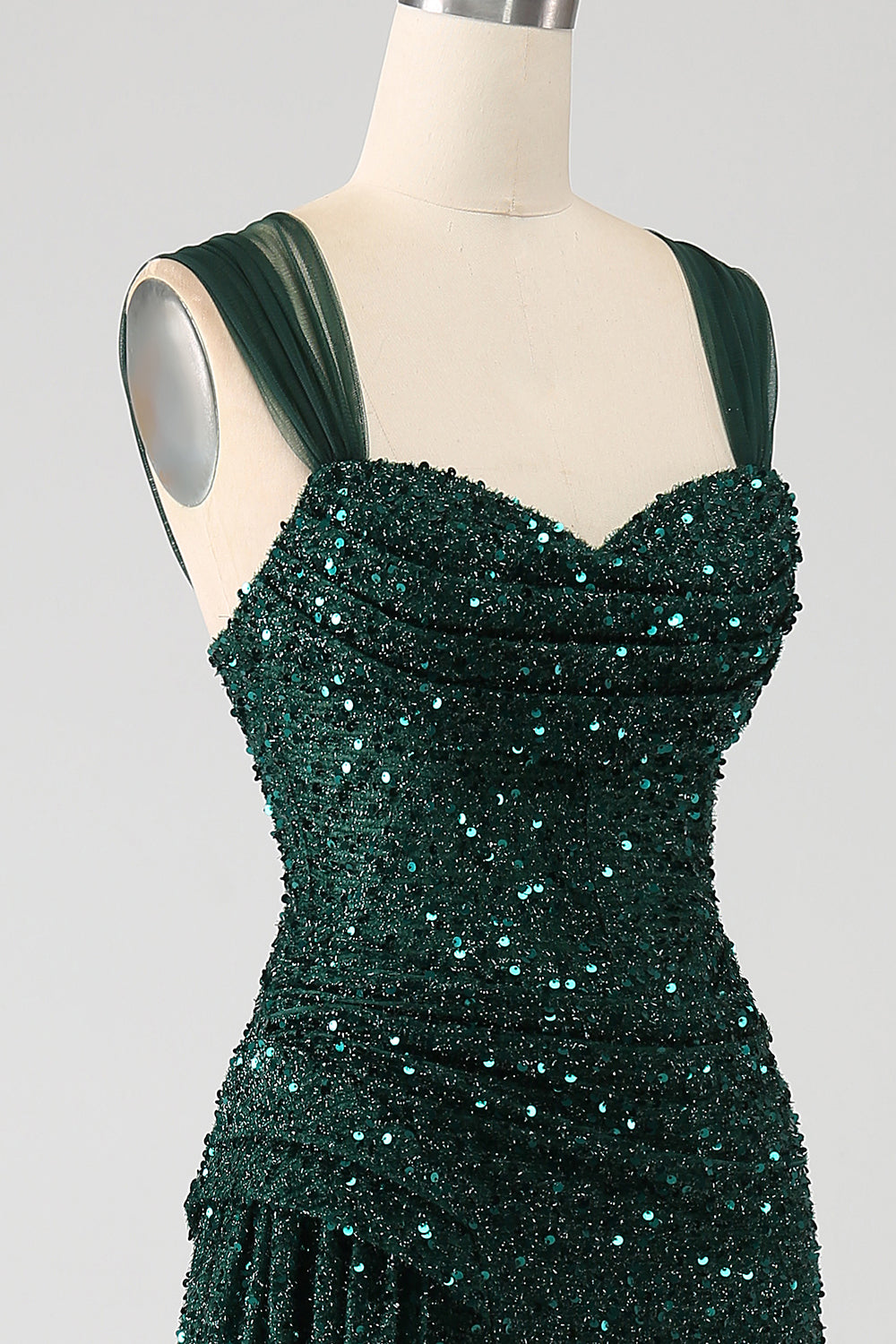 Wedtrend Women Dark Green Prom Dress Sheath Sparkly Sequin Pleated Long Evening Dress With Thigh Split WEDTREND Wedtrend Women Dark Green Prom Dress Sheath Sparkly Sequin Pleated Long Evening Dress With Thigh Split WEDTREND