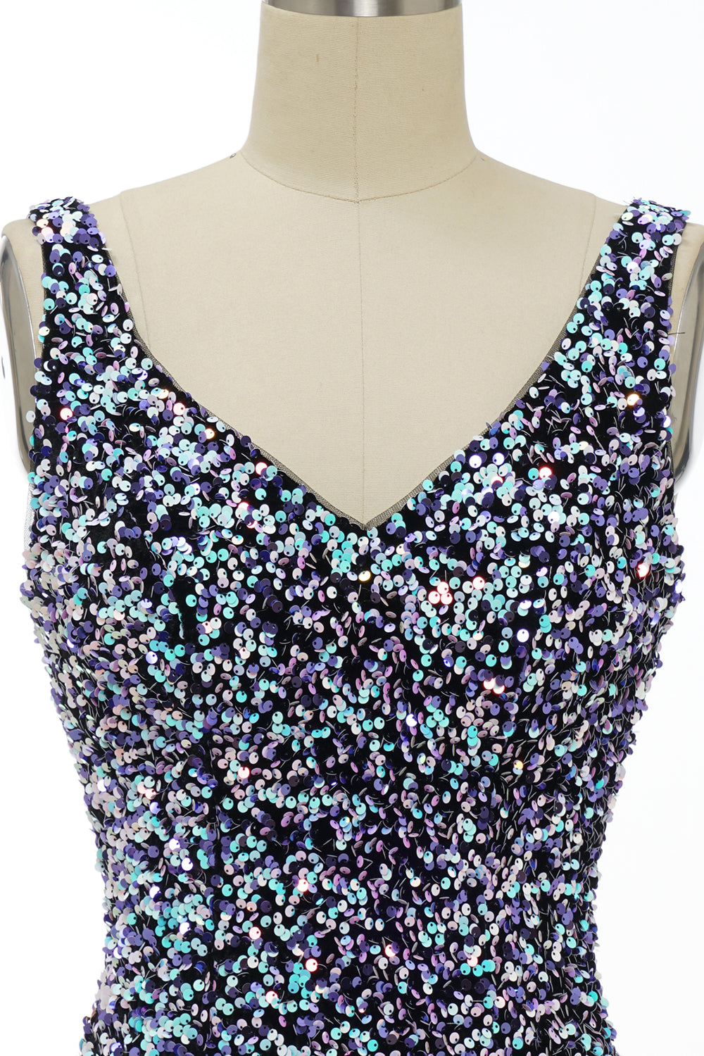 Black V-Neck Sequins Fitted Tight Homecoming Dress