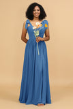 Sweetheart Sleeveless Long Chiffon Bridesmaid Dress with Slit