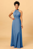 A Line Convertible Long Chiffon Bridesmaid Dress