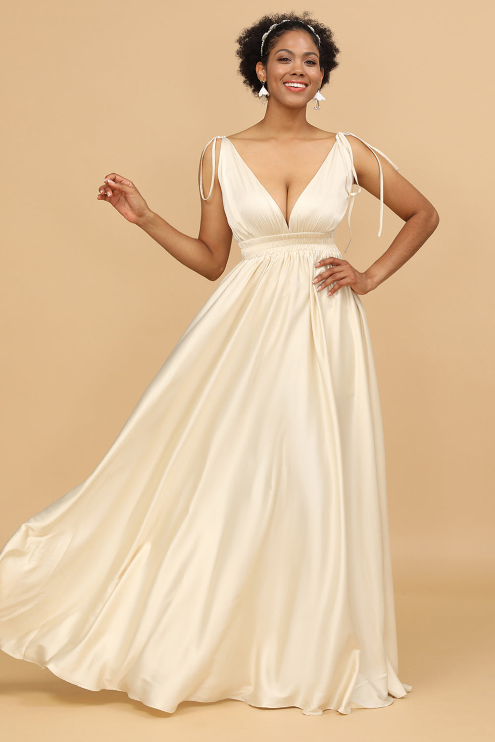 Wedtrend Women Bridesmaid Dress A Line Deep V-Neck Backless Floor Length Long Wedding Party Formal Evening Dress WEDTREND Wedtrend Women Bridesmaid Dress A Line Deep V-Neck Backless Floor Length Long Wedding Party Formal Evening Dress WEDTREND