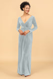 Sheath Deep V-Neck Backless Floor-Length Velvet Bridesmaid Dress