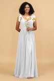 Sweetheart Sleeveless Long Chiffon Bridesmaid Dress with Slit