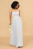 A Line Off The Shoulder Long Chiffon Bridesmaid Dress with Bowknot