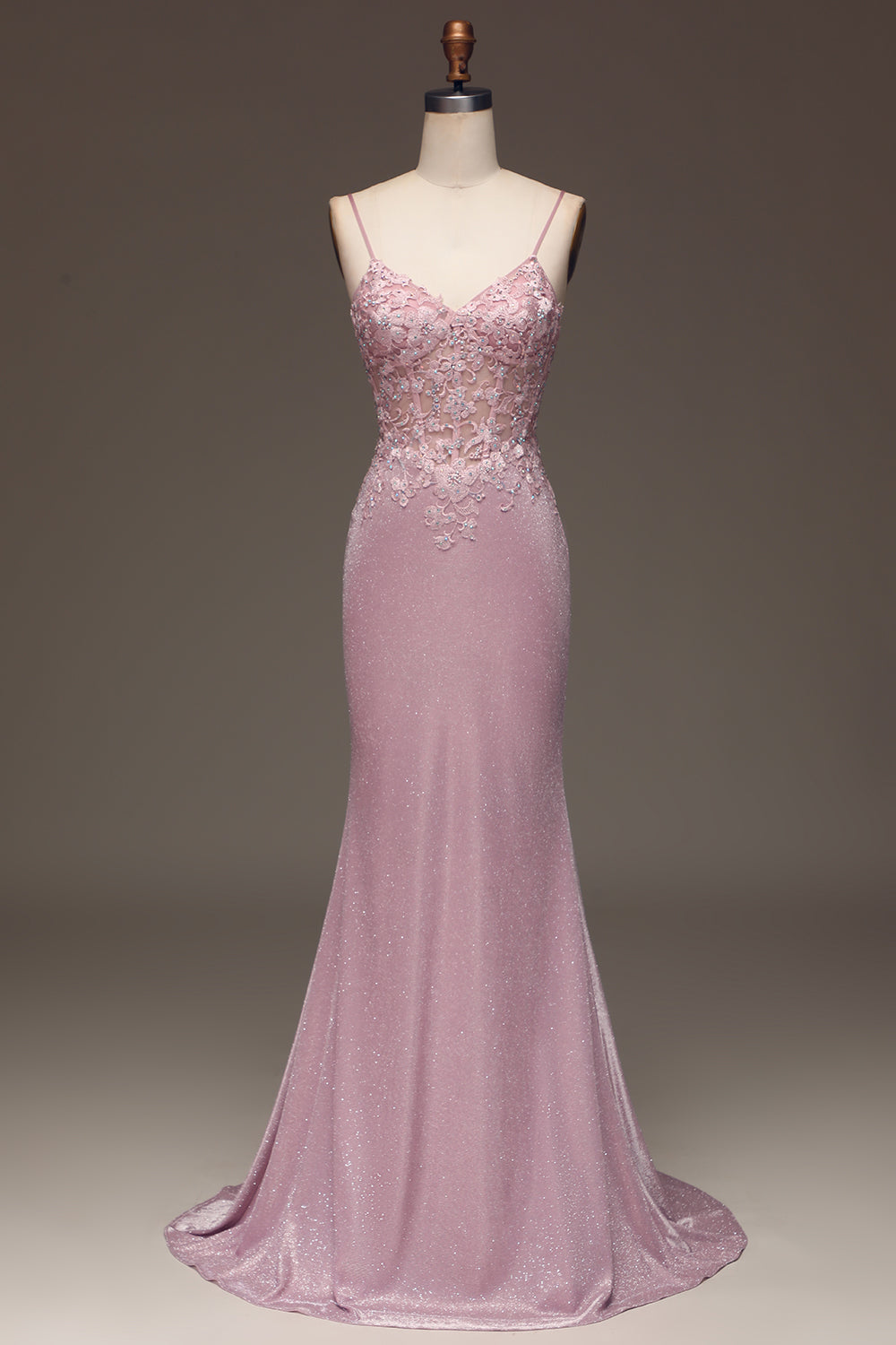 Wedtrend Women Glitter Blush Prom Dress Mermaid Spaghetti Straps Long Formal Party Dress with Beading WEDTREND Wedtrend Women Glitter Blush Prom Dress Mermaid Spaghetti Straps Long Formal Party Dress with Beading WEDTREND