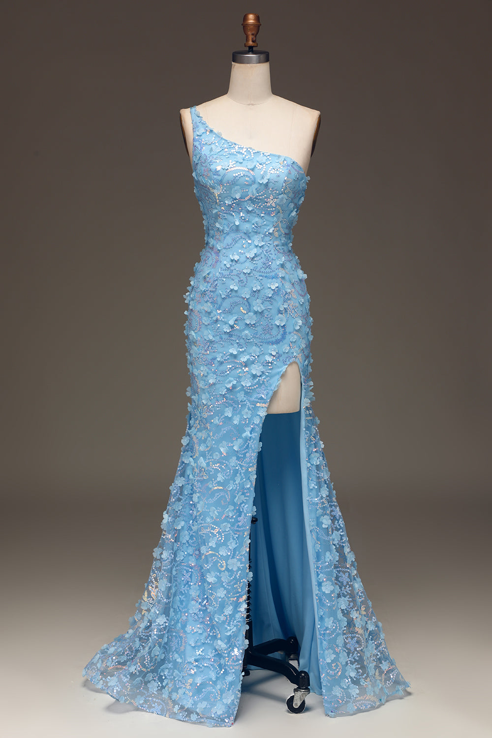 Wedtrend Women Light Blue Prom Dress Mermaid One Shoulder Side Slit Sequin Evening Party Dress with Appliques WEDTREND Wedtrend Women Light Blue Prom Dress Mermaid One Shoulder Side Slit Sequin Evening Party Dress with Appliques WEDTREND