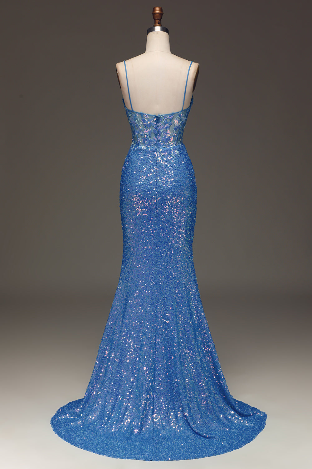 Wedtrend Women Sparkly Blue Prom Dress Spaghetti Straps Corset Formal Evening Dress with Slit WEDTREND Wedtrend Women Sparkly Blue Prom Dress Spaghetti Straps Corset Formal Evening Dress with Slit WEDTREND