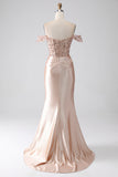 Purple Mermaid Off The Shoulder Ruched Sequins Corset Prom Dress With Slit
