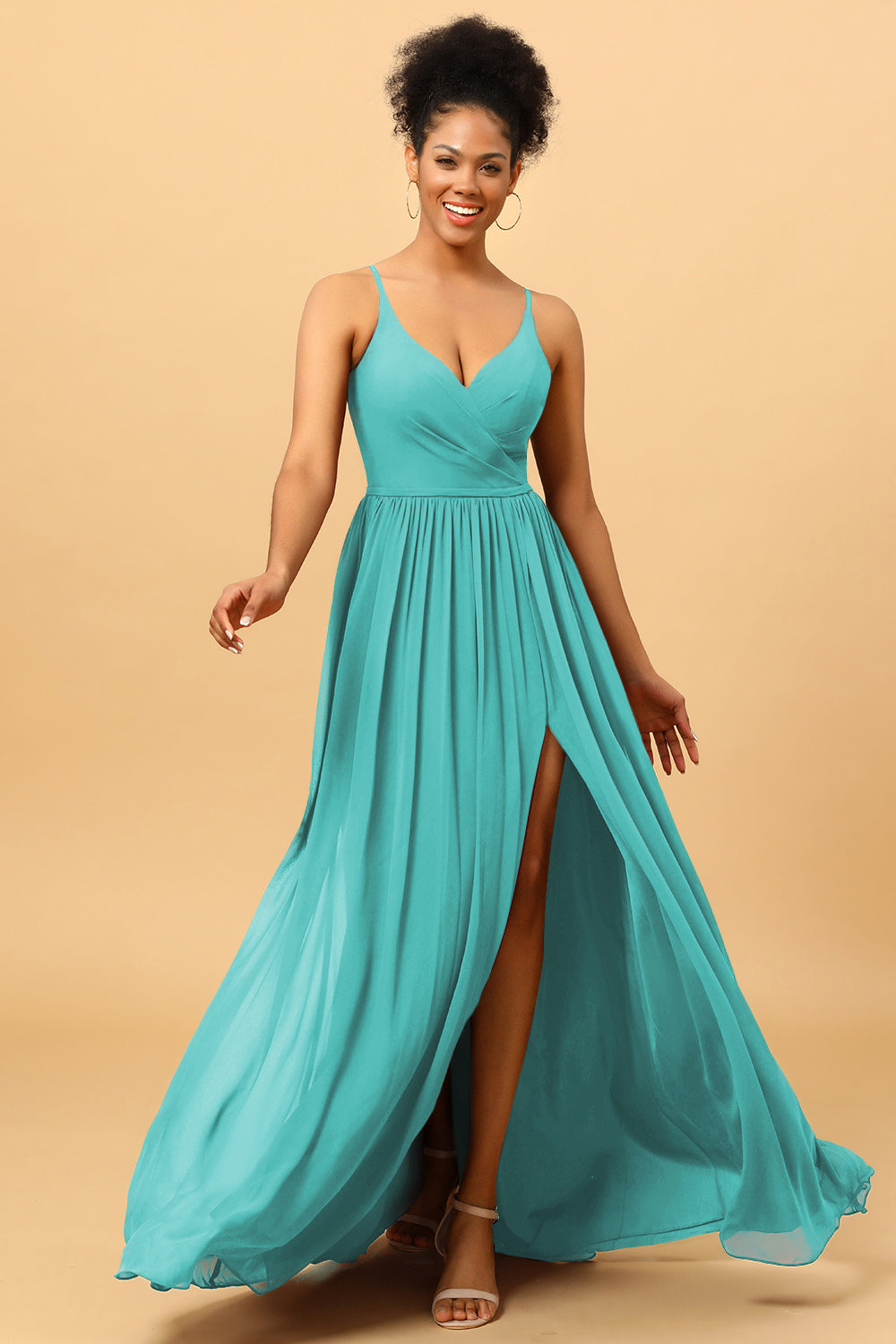 Wedtrend Women Bridesmaids A-Line Spaghetti Straps Ruched Long Chiffon Wedding Party Formal Bridesmaid Dress with Slit WEDTREND Wedtrend Women Bridesmaids A-Line Spaghetti Straps Ruched Long Chiffon Wedding Party Formal Bridesmaid Dress with Slit WEDTREND