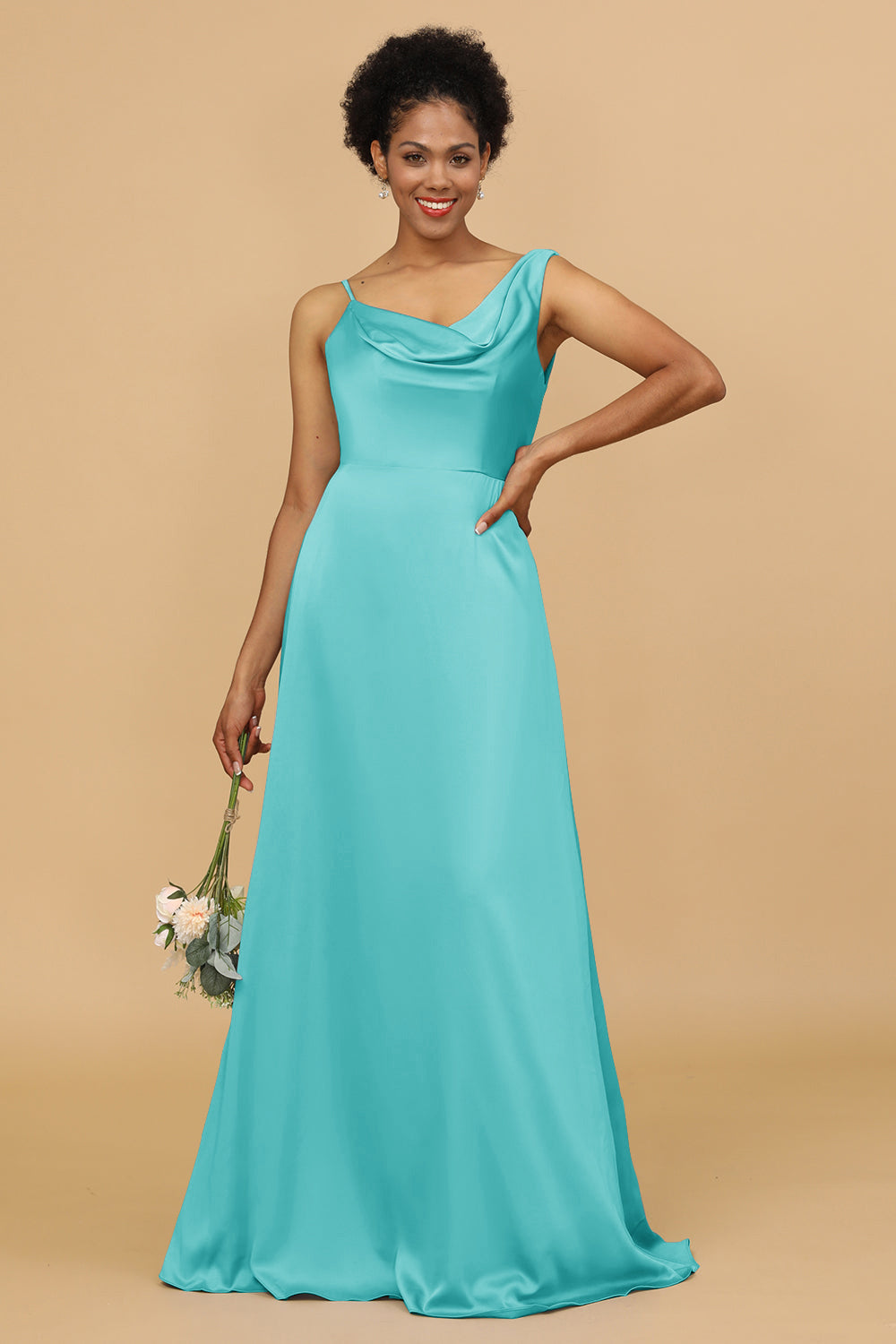 Wedtrend Women Bridesmaids A Line Asymmetrical Neck Satin Floor Length Bridesmaid Dress Wedding Party Formal Dress, Jade Wedtrend Women Bridesmaids A Line Asymmetrical Neck Satin Floor Length Bridesmaid Dress Wedding Party Formal Dress, Jade