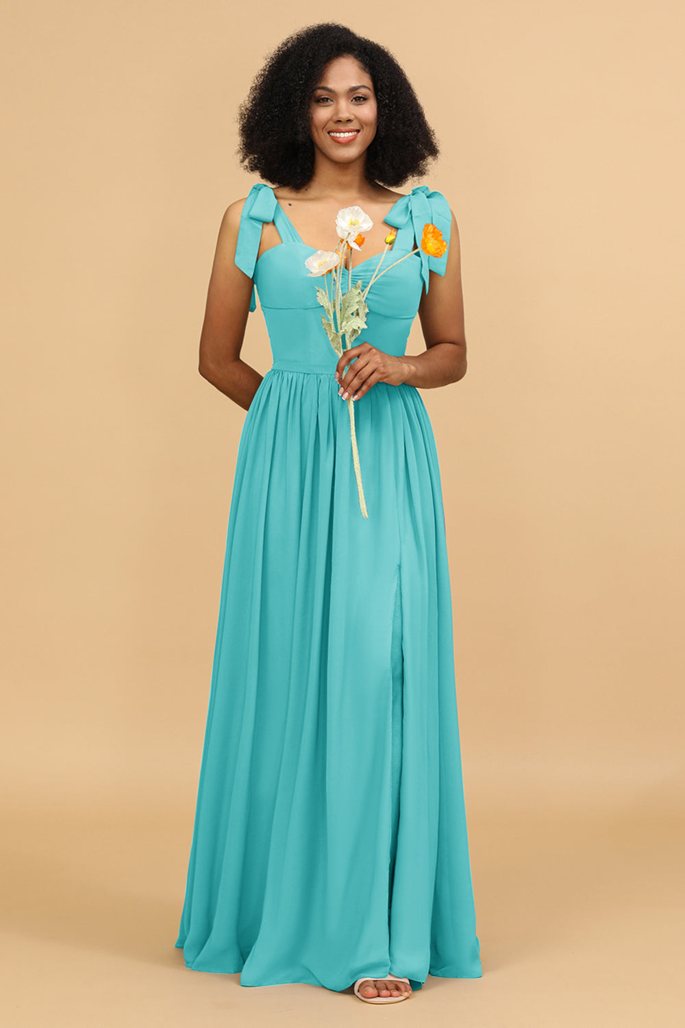 Wedttrend Sweetheart Sleeveless Long Chiffon Bridesmaid Dress with Slit Wedding Party Dress, Jade Wedttrend Sweetheart Sleeveless Long Chiffon Bridesmaid Dress with Slit Wedding Party Dress, Jade