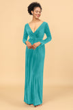 Sheath Deep V-Neck Backless Floor-Length Velvet Bridesmaid Dress