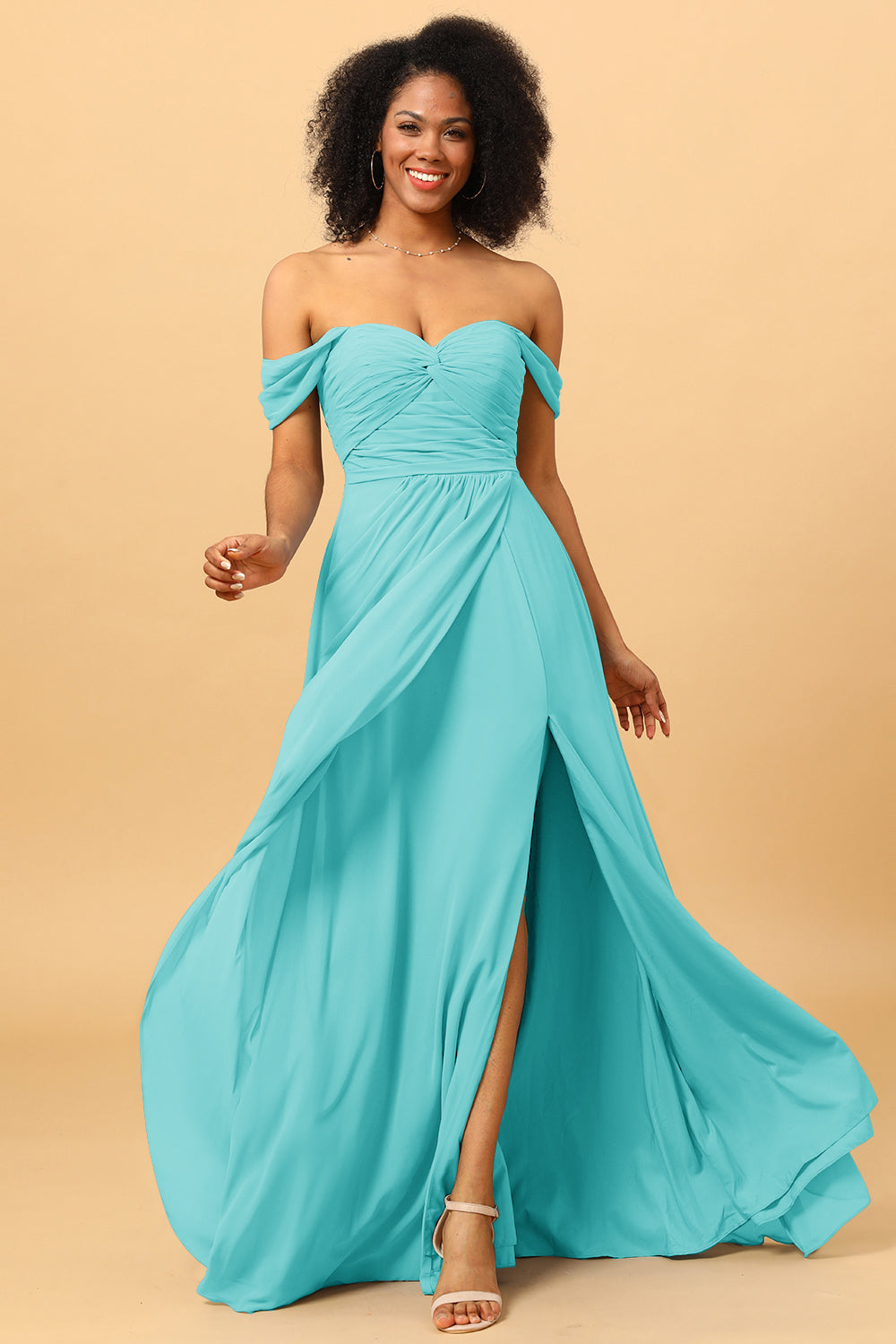 Wedtrend Women Bridesmaids A Line Off the Shoulder Ruched Chiffon Bridesmaid Dress with Slit WEDTREND Wedtrend Women Bridesmaids A Line Off the Shoulder Ruched Chiffon Bridesmaid Dress with Slit WEDTREND