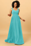 A Line Sweetheart Chiffon Floor Length Bridesmaid Dress with Heart Shaped Open Back