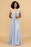 Sweetheart Sleeveless Long Chiffon Bridesmaid Dress with Slit