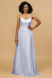 Sheath/Column Spaghetti Straps Long Chiffon Bridesmaid Dress