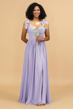 Sweetheart Sleeveless Long Chiffon Bridesmaid Dress with Slit