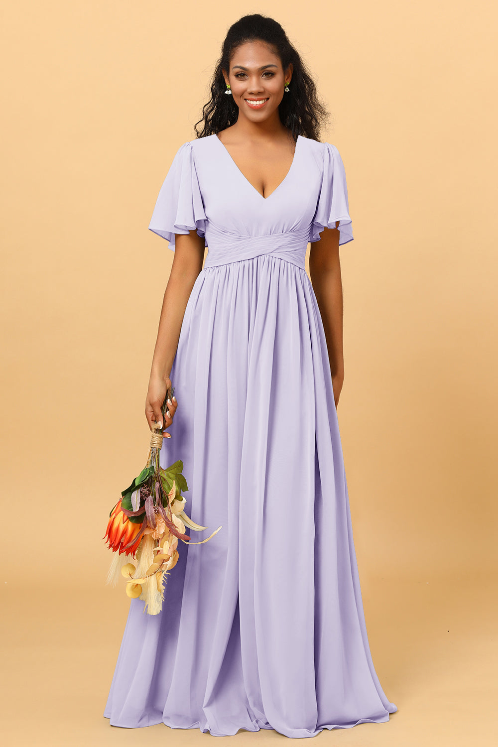 Wedtrend Women A Line V Neck Short Sleeves Floor Length Chiffon Bridesmaid Dress Formal Dress WEDTREND Wedtrend Women A Line V Neck Short Sleeves Floor Length Chiffon Bridesmaid Dress Formal Dress WEDTREND