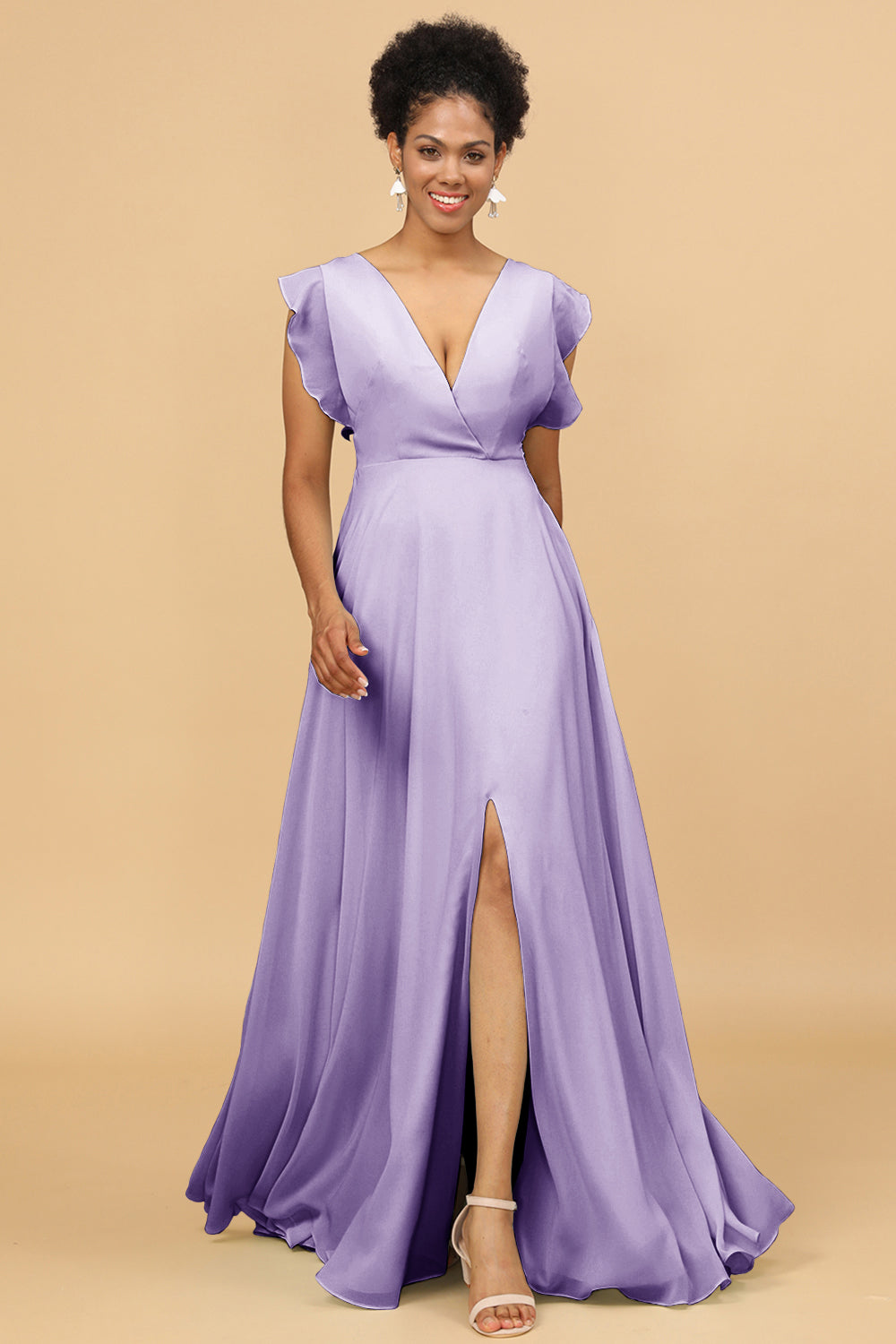 a-line v-neck floor-length chiffon bridesmaid dress with ruffle A-line V Neck Sleeveless Floor-Length Chiffon Bridesmaid Dress with Pleated Ruffles S7493B - Bridesmaid Dresses