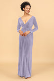 Sheath Deep V-Neck Backless Floor-Length Velvet Bridesmaid Dress