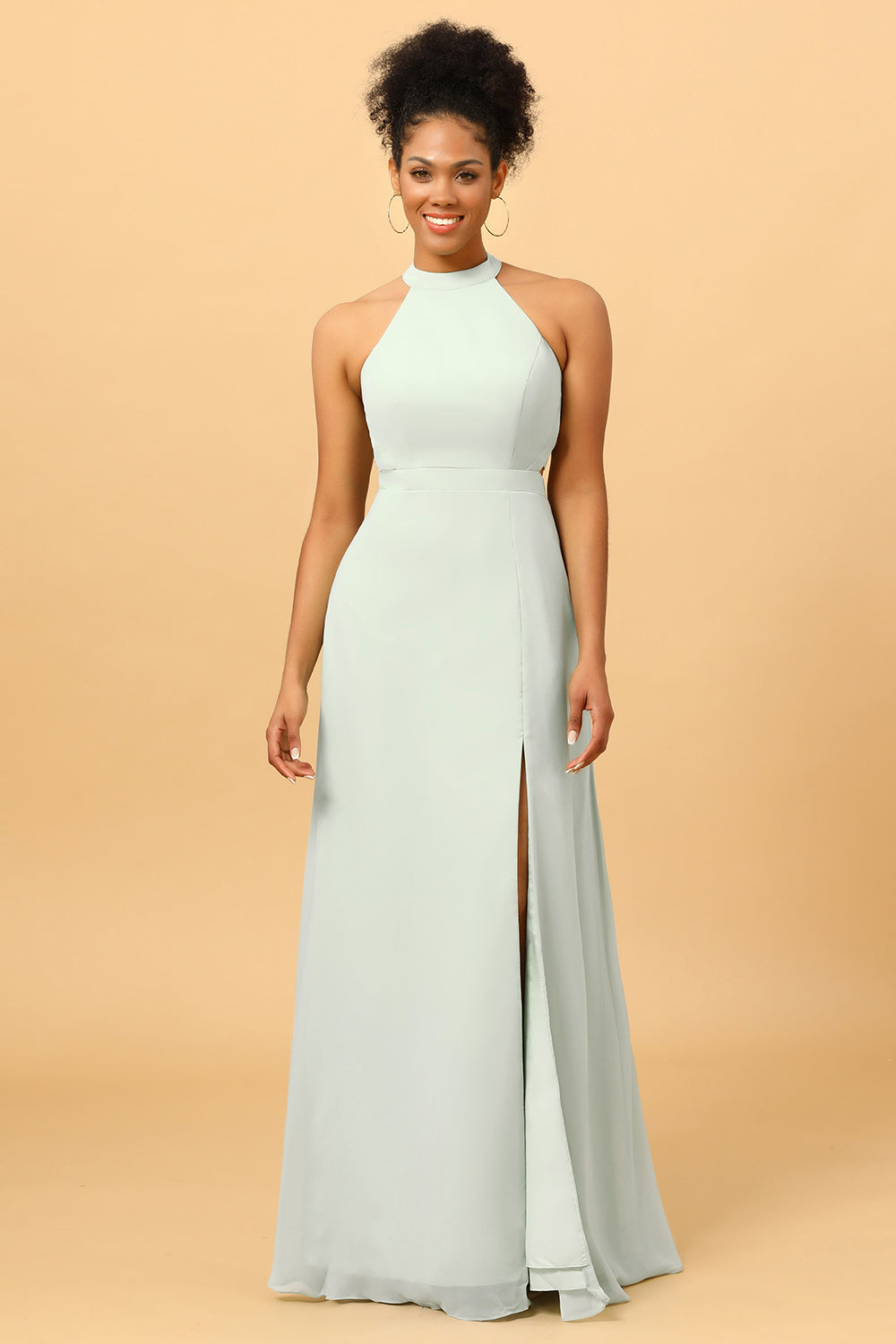 Wedtrend Women Long Chiffon Bridesmaid Dress with Slit Halter Open Back Formal Wedding Party Dress WEDTREND Wedtrend Women Long Chiffon Bridesmaid Dress with Slit Halter Open Back Formal Wedding Party Dress WEDTREND