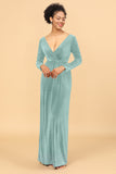 Sheath Deep V-Neck Backless Floor-Length Velvet Bridesmaid Dress