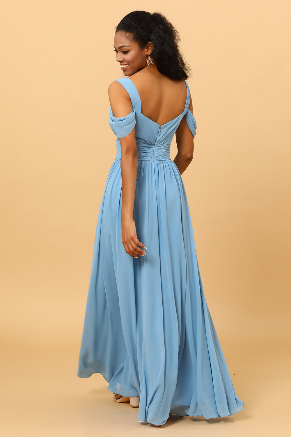 cold shoulder beach dress Broken Bow Cold Shoulder Maxi Dress in Blue Aztec Blue Aztec / L