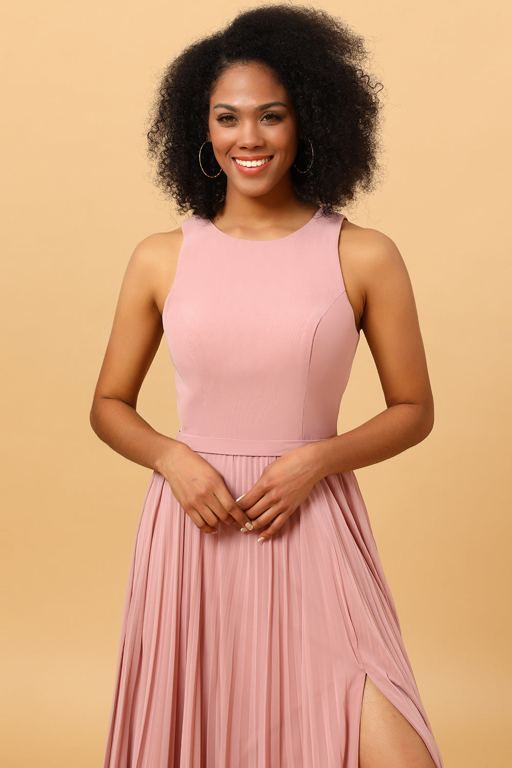 Wedtrend Dusty Rose Elegant A Line Halter Pleated Floor Length Long Chiffon Bridesmaid Dress with Slit WEDTREND Wedtrend Dusty Rose Elegant A Line Halter Pleated Floor Length Long Chiffon Bridesmaid Dress with Slit WEDTREND