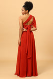 Rust Red Convertible Long Chiffon Bridesmaid Dress