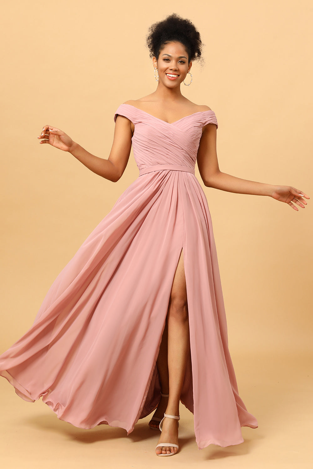 Wedtrend Women Dusty Rose Ruched Off the Shoulder Long Chiffon Bridesmaid Dress with Slit WEDTREND Wedtrend Women Dusty Rose Ruched Off the Shoulder Long Chiffon Bridesmaid Dress with Slit WEDTREND