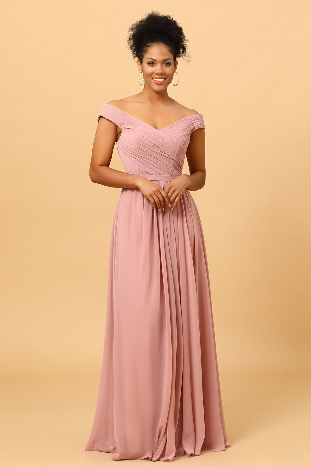 Wedtrend Women Dusty Rose Ruched Off the Shoulder Long Chiffon Bridesmaid Dress with Slit WEDTREND Wedtrend Women Dusty Rose Ruched Off the Shoulder Long Chiffon Bridesmaid Dress with Slit WEDTREND