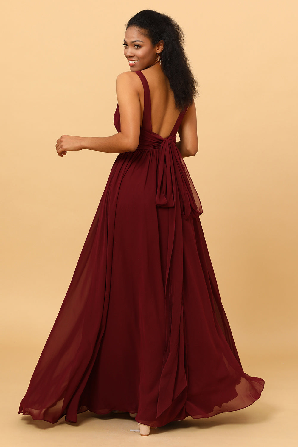 Wedtrend Cabernet A Line V Neck Sexy Pleated Floor Length Chiffon Long Bridesmaid Dress Wedding Party Dressses, Cabernet / US10 Wedtrend Cabernet A Line V Neck Sexy Pleated Floor Length Chiffon Long Bridesmaid Dress Wedding Party Dressses, Cabernet / US10