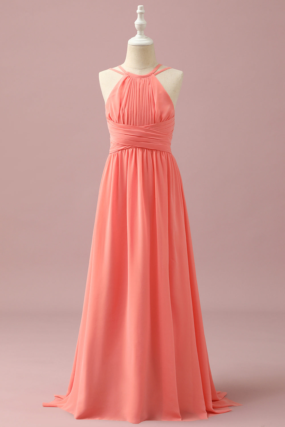 Wedtrend Coral A-Line Halter Floor-Length Chiffon Junior Bridesmaid Dress Flower Girl Dress Wedding Party Dress, Coral / J8 Wedtrend Coral A-Line Halter Floor-Length Chiffon Junior Bridesmaid Dress Flower Girl Dress Wedding Party Dress, Coral / J8
