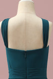 Dark Green A-Line Halter Floor Length Chiffon Junior Bridesmaid Dress