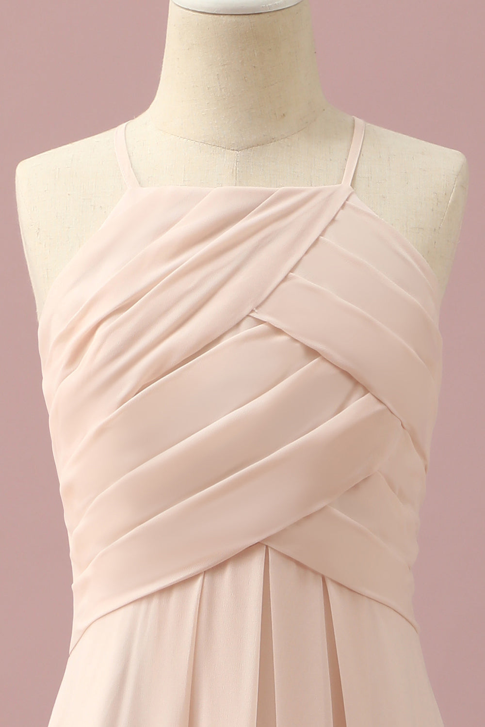 Ivory A-Line Halter Floor Length Chiffon Junior Bridesmaid Dress