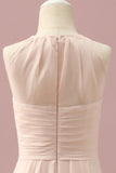 Ivory A-Line Halter Floor Length Chiffon Junior Bridesmaid Dress