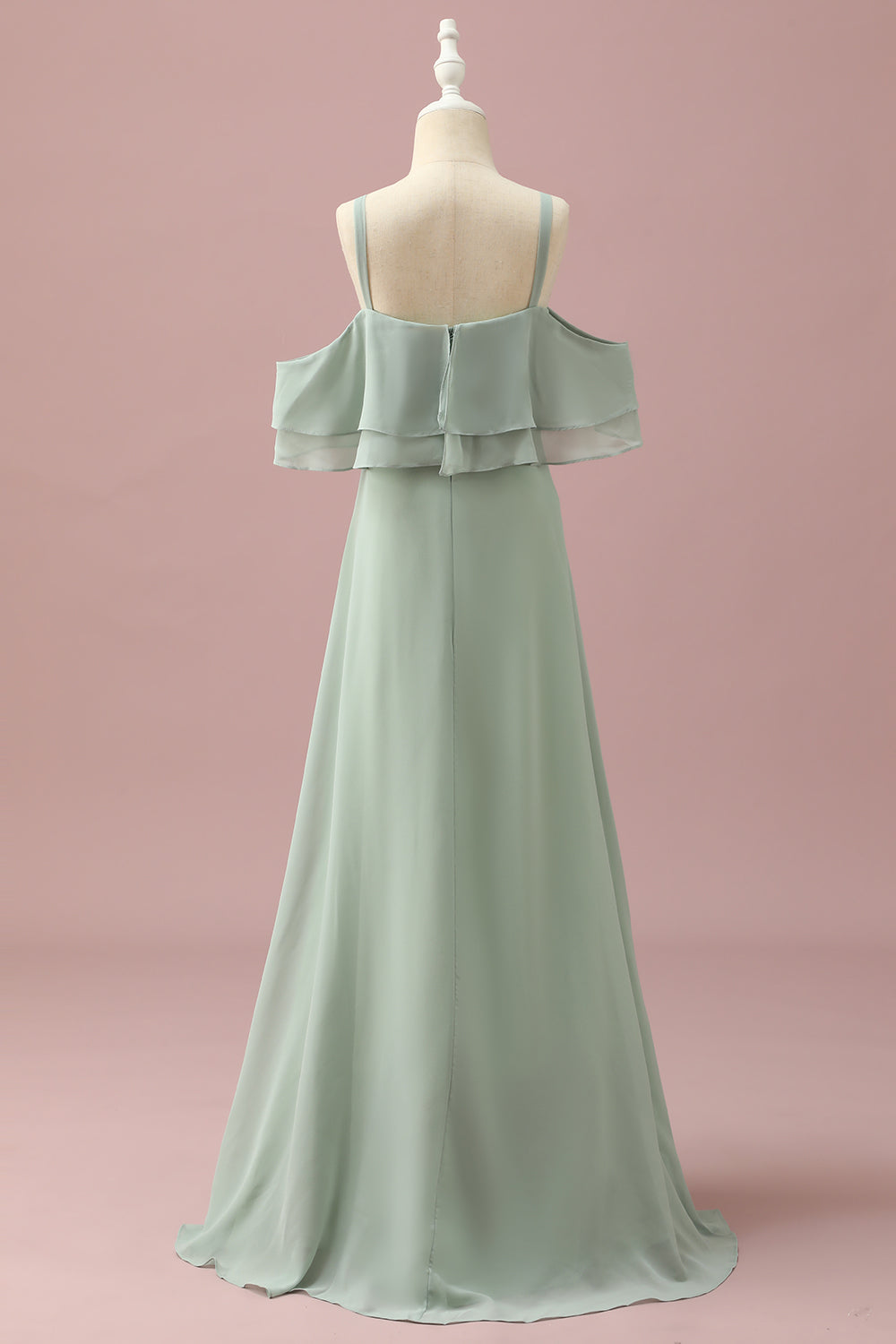 Wedtrend Women Dusty Sage Straps Cold Shoulder Floor Length Chiffon Junior Bridesmaid Dress WEDTREND Wedtrend Women Dusty Sage Straps Cold Shoulder Floor Length Chiffon Junior Bridesmaid Dress WEDTREND